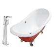 4 foot soaking tub Streamline Bath Set of Bathroom Tub and Faucet Red Soaking Clawfoot Tub