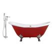 soaking tub for two with shower Streamline Bath Set of Bathroom Tub and Faucet Red Soaking Clawfoot Tub