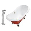 140 bath Streamline Bath Set of Bathroom Tub and Faucet Red Soaking Clawfoot Tub