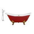 jacuzzi bath fittings Streamline Bath Set of Bathroom Tub and Faucet Red Soaking Clawfoot Tub