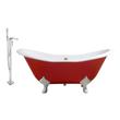 standing bath with shower Streamline Bath Set of Bathroom Tub and Faucet Red Soaking Clawfoot Tub