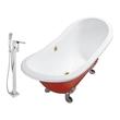 victorian clawfoot tub Streamline Bath Set of Bathroom Tub and Faucet Red Soaking Clawfoot Tub