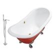 bathtub with drain Streamline Bath Set of Bathroom Tub and Faucet Red Soaking Clawfoot Tub