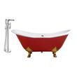 wetroom bath Streamline Bath Set of Bathroom Tub and Faucet Red Soaking Clawfoot Tub