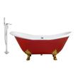 freestanding wood tub Streamline Bath Set of Bathroom Tub and Faucet Red Soaking Clawfoot Tub