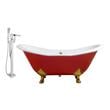 Free Standing Bath Tubs Streamline Bath Enamel Cast Iron Red Vintage RH5161GLD-GLD-100 041979479947 Set of Bathroom Tub and Faucet GoldRedBurgundyruby Cast Iron Clawfoot Claw Chrome Gold Golden Faucet 