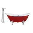 4 clawfoot tub Streamline Bath Set of Bathroom Tub and Faucet Red Soaking Clawfoot Tub