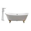 pedestal bathtub with shower Streamline Bath Set of Bathroom Tub and Faucet White Soaking Clawfoot Tub