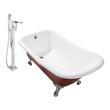 freestanding bath set Streamline Bath Set of Bathroom Tub and Faucet Red Soaking Clawfoot Tub