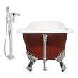 freestanding bath set Streamline Bath Set of Bathroom Tub and Faucet Red Soaking Clawfoot Tub