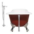 80 inch tub Streamline Bath Set of Bathroom Tub and Faucet Red Soaking Clawfoot Tub