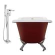 70 inch freestanding tub Streamline Bath Set of Bathroom Tub and Faucet Red Soaking Clawfoot Tub