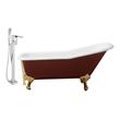 1 piece bathtub Streamline Bath Set of Bathroom Tub and Faucet Red Soaking Clawfoot Tub