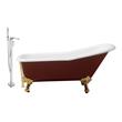 whirlpool bath shop Streamline Bath Set of Bathroom Tub and Faucet Red Soaking Clawfoot Tub