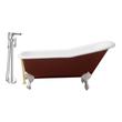 tub over tub installation Streamline Bath Set of Bathroom Tub and Faucet Red Soaking Clawfoot Tub