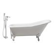 free standing oval bathtub Streamline Bath Set of Bathroom Tub and Faucet White Soaking Clawfoot Tub