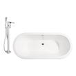 solid surface freestanding bathtub Streamline Bath Set of Bathroom Tub and Faucet White Soaking Freestanding Tub