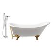 solid freestanding bath Streamline Bath Set of Bathroom Tub and Faucet White Soaking Clawfoot Tub
