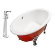 self filling bathtubs Streamline Bath Set of Bathroom Tub and Faucet Red Soaking Clawfoot Tub