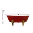 folding foot bath tub Streamline Bath Set of Bathroom Tub and Faucet Red Soaking Clawfoot Tub
