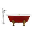 wooden clawfoot tub Streamline Bath Set of Bathroom Tub and Faucet Red Soaking Clawfoot Tub