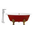 clawfoot soaking bathtub Streamline Bath Set of Bathroom Tub and Faucet Red Soaking Clawfoot Tub