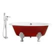 jetted bathtub for two Streamline Bath Set of Bathroom Tub and Faucet Red Soaking Clawfoot Tub