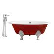 deep tub drain Streamline Bath Set of Bathroom Tub and Faucet Red Soaking Clawfoot Tub