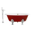 single piece tub shower Streamline Bath Set of Bathroom Tub and Faucet Red Soaking Clawfoot Tub