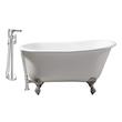 freestanding wood tub Streamline Bath Set of Bathroom Tub and Faucet White Soaking Clawfoot Tub