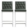 Tov Furniture Bar Chairs and Stools, Gray,Grey, Bar,Counter, Leather, Footrest, Grey, Stainless Steel,Vegan Leather, Dining Room Furniture, Stools, 641676979261, TOV-K3641