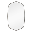 round decorative mirrors Uttermost Brushed Silver Mirror This Hand Forged Iron Mirror Frame Features A Unique Shape With Elegant Curves, Finished In A Versatile Silver Leaf. Mirror Has A Generous 1 1/4" Bevel.