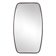 framed free standing mirror Uttermost Bronze Mirror This Shaped Mirror Frame Is Forged From Rounded Metal Finished In A Lightly Distressed Dark Bronze, Featuring A Floating Beveled Mirror. May Be Hung Horizontal Or Vertical.