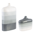 clear cylinder vases Uttermost Vases Urns & Finials Set Of Two Earthenware Vases Are Finished In A Striped Gray Ombre Glaze. Sizes: S-11x10x4, L-11x19x4