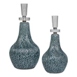 Vases-Urns-Trays-Finials Uttermost Almera Ceramic Crystal Iron Set Of Two Ceramic Bottles Fea Accessories 17842 792977178423 Decorative Bottles & Canisters Blue navy teal turquiose indig Urns Vases Ceramic Crystal steel aluminiu 0-20 
