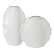 large tall vase decor Uttermost Vases Urns & Finials Set Of Two Ceramic Vases Model Organic Curved Edges That Create An Artistic Look And Are Finished In A Modern Matte White Glaze. Sizes: S-16x16x5, L-12x20x5.