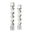 antler candle centerpiece Uttermost Candleholders Set Of Two Candleholders Feature Stacked Cubes Made Of Granulated Marble That Accurately Replicates The Look Of Thassos Marble Set Atop Crystal Bases With Polished Nickel Candle Cups. Two, 3x3 Distressed White Candles Included. Sizes: S- 3x16x3, L-3x19x3.