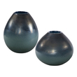 Vases-Urns-Trays-Finials Uttermost Rian GLASS Set Of Two Glass Vases Finishe Accessories 17975 792977179758 Vases Urns & Finials Blue navy teal turquiose indig Urns Vases Glass steel aluminium BRONZE I 0-20 