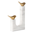 fairy garden statues large Uttermost Figurines & Sculptures Two Cast Brass, Stylized Songbirds Counterpoised On A White Marble Sling Base.
