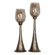 floor standing candelabras Uttermost Candleholders Candleholders Heavily Antiqued Gold Finish On Hand Hammered Iron With Egg Shaped, Copper Brown Luster Glass Globes And Two 3"x 3" White Candles.