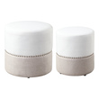 mod ottoman Uttermost  Ottomans & Poufs Pull Out For Extra Seating, Or Tuck Away For A Space Saving Solution, These Ottomans Feature A Two-toned Linen Blend Fabric In Oatmeal And Creamy White Hues, Accented With Polished Nickel Nail Head Trim.