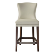 velvet wingback chair Uttermost Bar & Counter Stools Sleek Styling With A Gently Curved Back, Featuring Soft Faux Leather In A Cream White, With Hand Hammered Polished Nickel Nail Head Trim. Birch Wood Frame Is Finished In A Rich Dark Walnut Stain With An Antique Bronze Kick Plate. Seat Height Is 27".