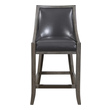 navy wingback chair Uttermost Bar & Counter Stools Versatile Transitional Styling, Covered In A Steel Gray Welt Trimmed Faux Leather On A Solid Birch Wood Frame, Hand Finished In A Weathered Charcoal Brown Wash. Antique Bronze Metal Kick Plate. Seat Height Is 26".