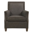 leather smoking chairs Uttermost  Accent Chairs & Armchairs Handsome Club Chair Covered In A Charcoal Gray Linen, With Slightly Curved Arms Accented By A Double Row Of Antique Brass Nail Head Trim. Loose Welted Box Cushion And Solid Walnut-stained Birch Tapered Legs. Seat Height Is 19".