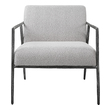 mid century chairs for living room Uttermost Accent Chairs & Armchairs With Clean Contemporary Lines, This Open Frame Design Features A Textured Cast Iron Frame In A Natural Distressed Charcoal Finish. Paired With A Tight Upholstered Seat In A Casual Ivory And Warm Gray Boucle Fabric. Seat Height Is 18".