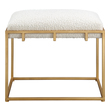 storage bench with seating Uttermost Small Benches A Glamorous Accent, This Small Bench Features An Upscale Gold Leafed Iron Frame Paired With A Plush Upholstered Seat In A White Faux Shearling.