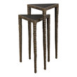 50 console table Uttermost Accent & End Tables Inspired By Global Design And Collected Bohemian Styles, These Triangular Accent Tables Are A Conversation Piece For Any Room. Each Table Features A Cast Iron Base With A Tribal Texture Finished In Dark Bronze And Luxe Gold Tipping, Topped With A Textural Black Lava Stone. S- 12”x 19”x 12”, L- 12”x 23”x 12”
