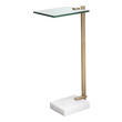 corner sofa table Uttermost Accent & End Tables This Perfect Pull-up Table Pairs An Updated Design With Timeless Finishes. The Tempered Glass Top Is Supported By A Brushed Brass Plated Stainless Steel Base  Accented By An Elegant White Marble Foot With Natural Veining.