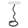 small lamp tables Uttermost Accent & End Tables This Contemporary Drink Table Is The Perfect Accent For Your Favorite Book Or Cocktail. The Cast Iron Base Is Coiled Into Unique Curves With Notched Details In A Gunmetal Finish, Paired With A Chiseled Edge Stone Top In White That Accurately Replicates The Look Of Thassos Marble.