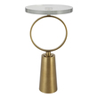 thin table Uttermost Accent & End Tables Modern And Simplistic, This Accent Table Features A Beautiful Steel Ring And Base Finished In Rich Antique Brass And Accented By A Thick Seeded Glass Top.